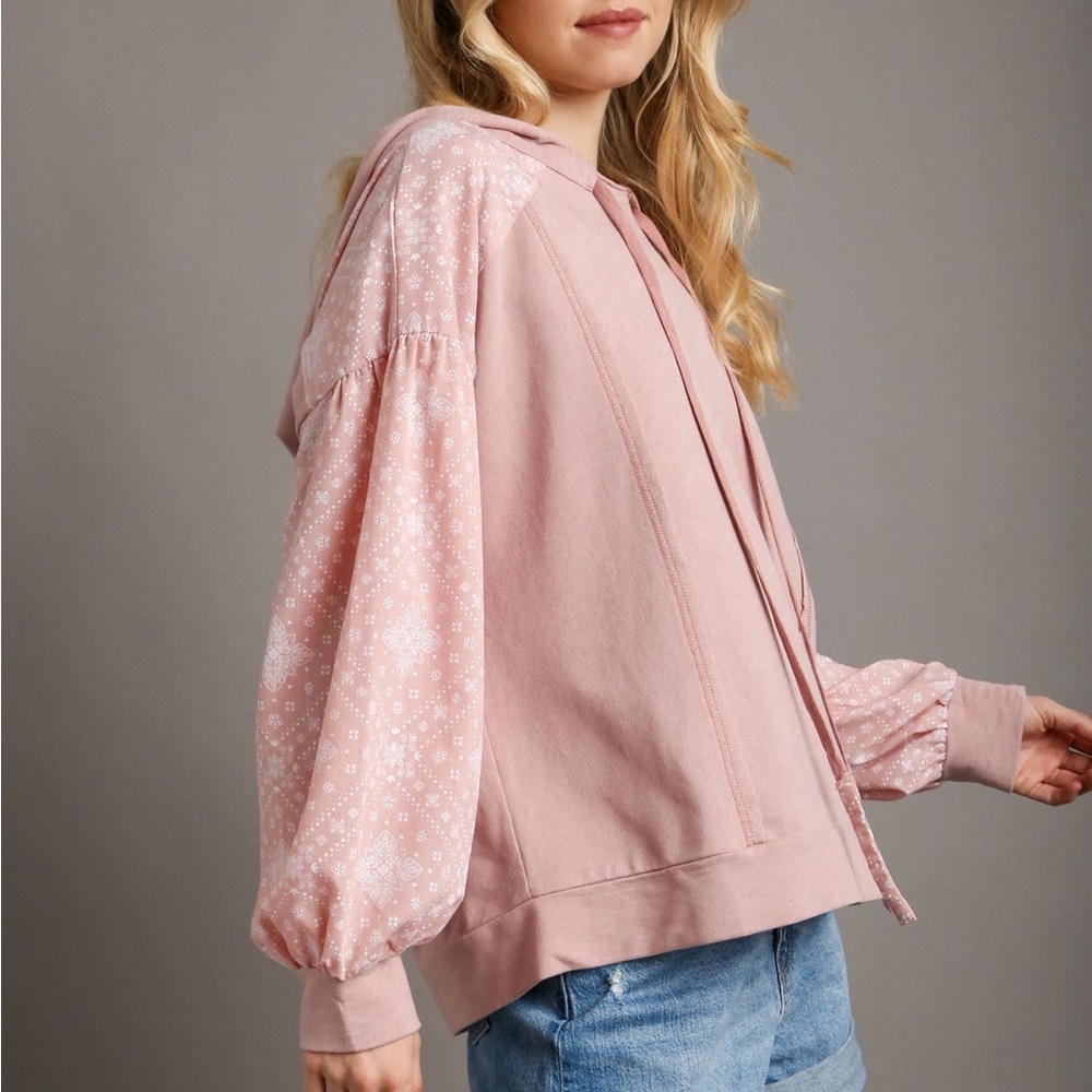 Umgee Women's Pink Patterned Sweatshirt - Picture 3 of 5